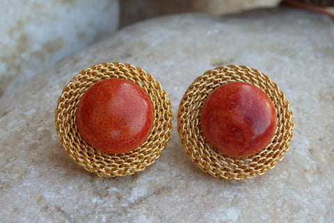 natural coral earrings
