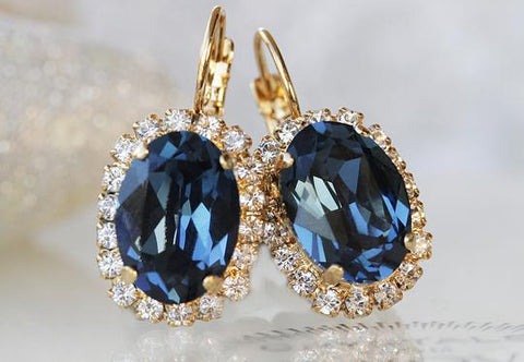 navy blue dark blue earrings