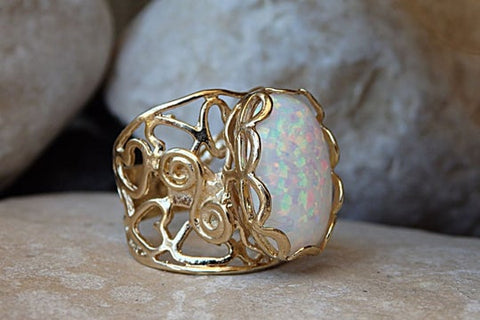 opal and sterling silver ring
