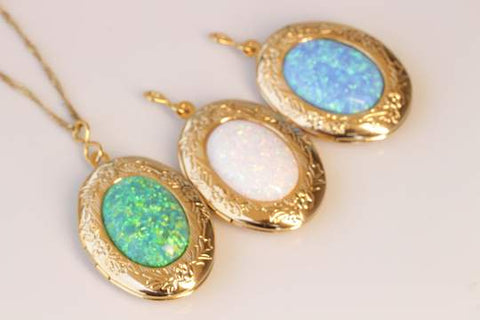 opal locket necklace