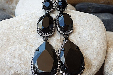 black statement earrings