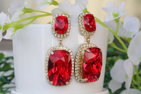red prom earrings