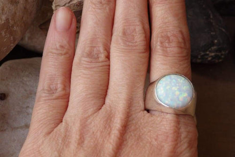 silver opal rings