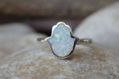 silver ring with opal