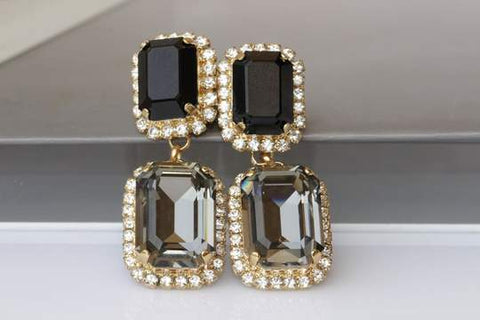 white gold black diamond earrings