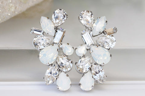 white opal earrings