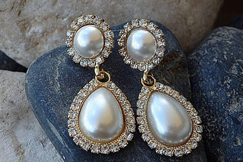 white teardrop earrings