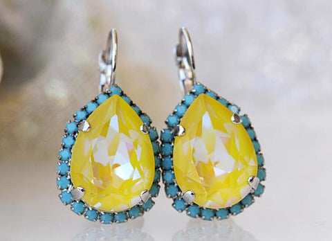yellow turquoise earrings