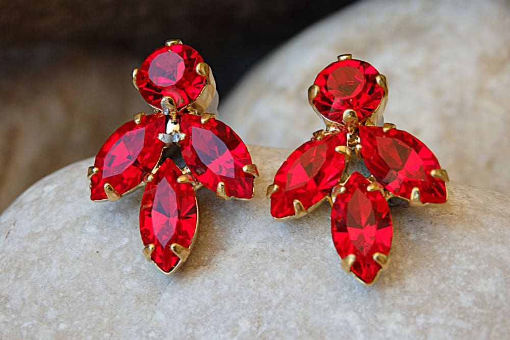 red swarovski crystal earrings