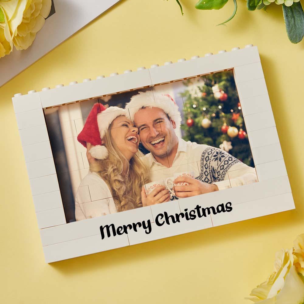(Frame Only with Text) DIY Square Shape Building Brick Frame Material Package White 12*12cm