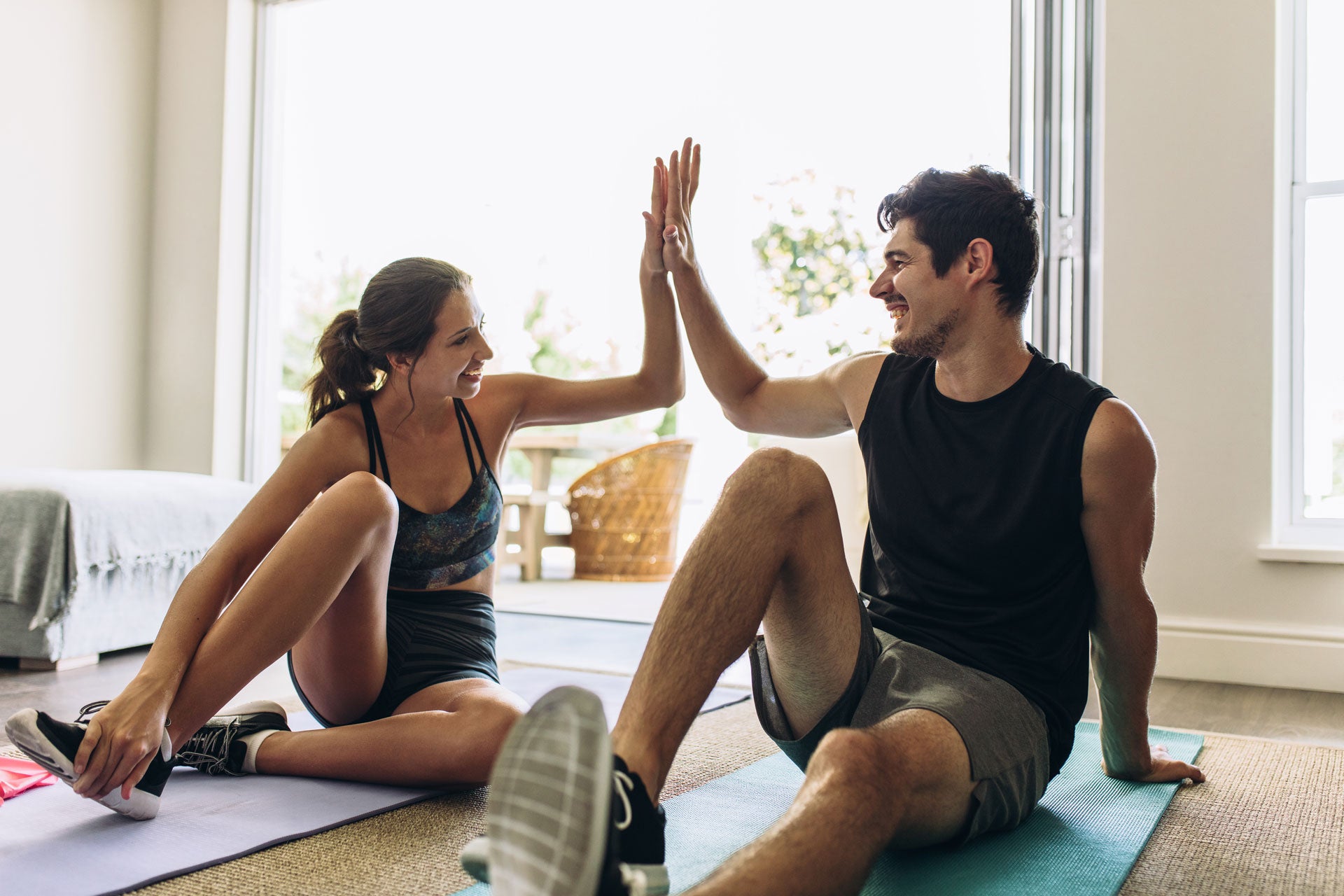 Happy couple after exercise