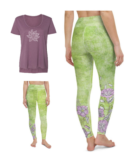 arkeo1 spring 2021 spring flower leggings, shiraz lotus t-shirt