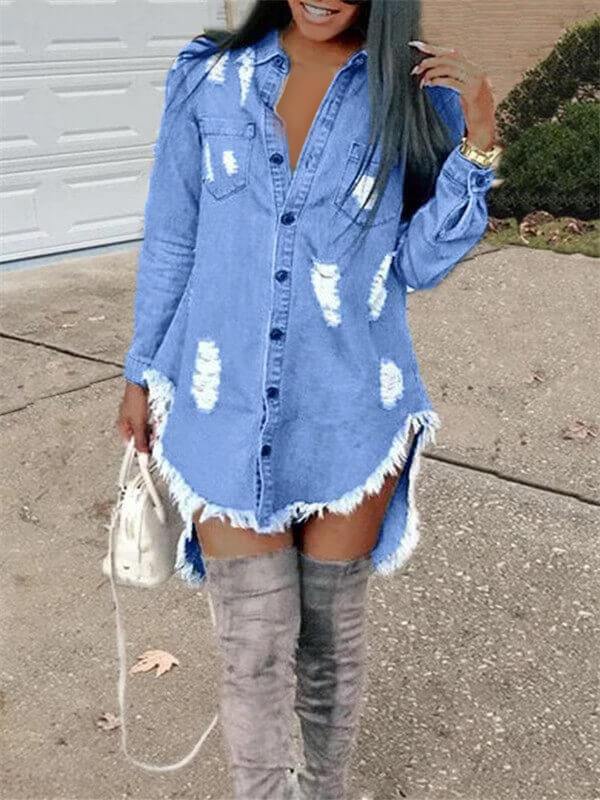 denim button down shirt dress