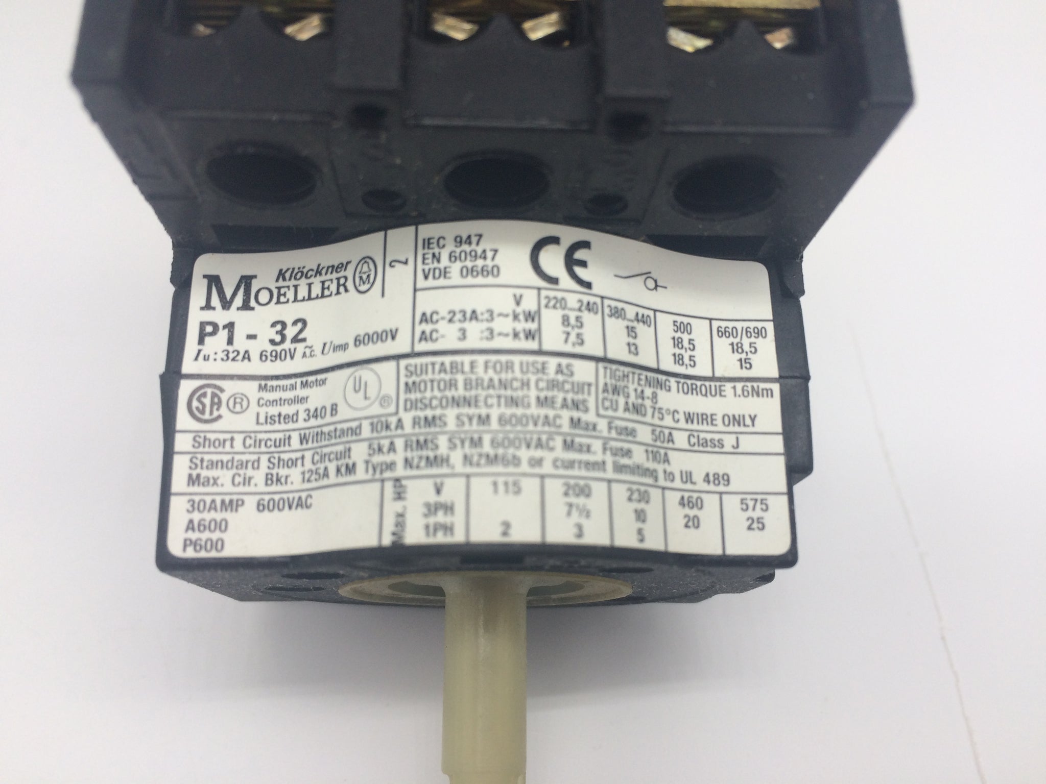 Moeller Disconnect Switch No Handle 3 Pole 32amp 690vac 50 60hz Interscope Asset Recovery Zone