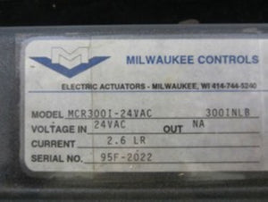Milwaukee Controls MCR300I-24VAC Electric Actuator