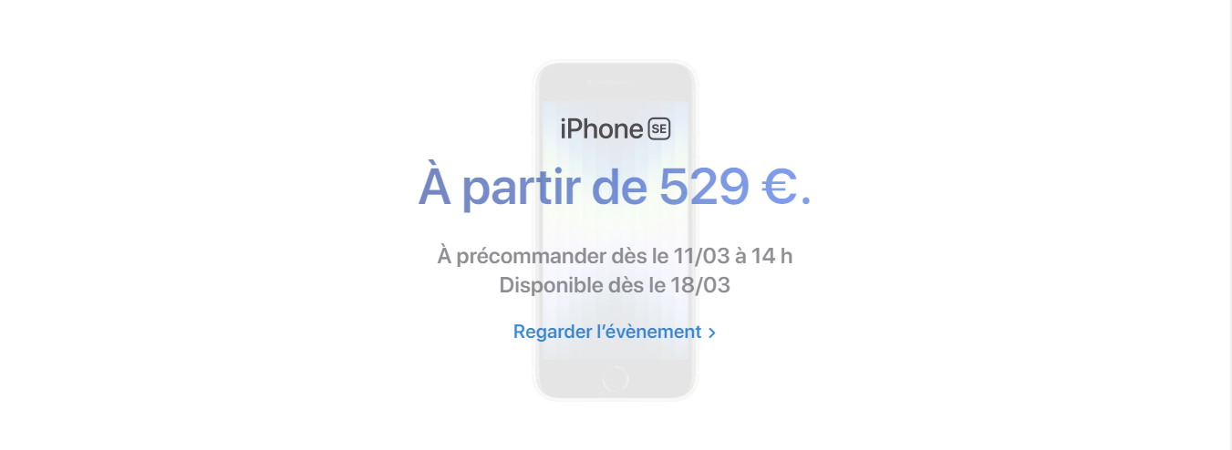 Quel est le prix de l'iPhone SE 2022 ?