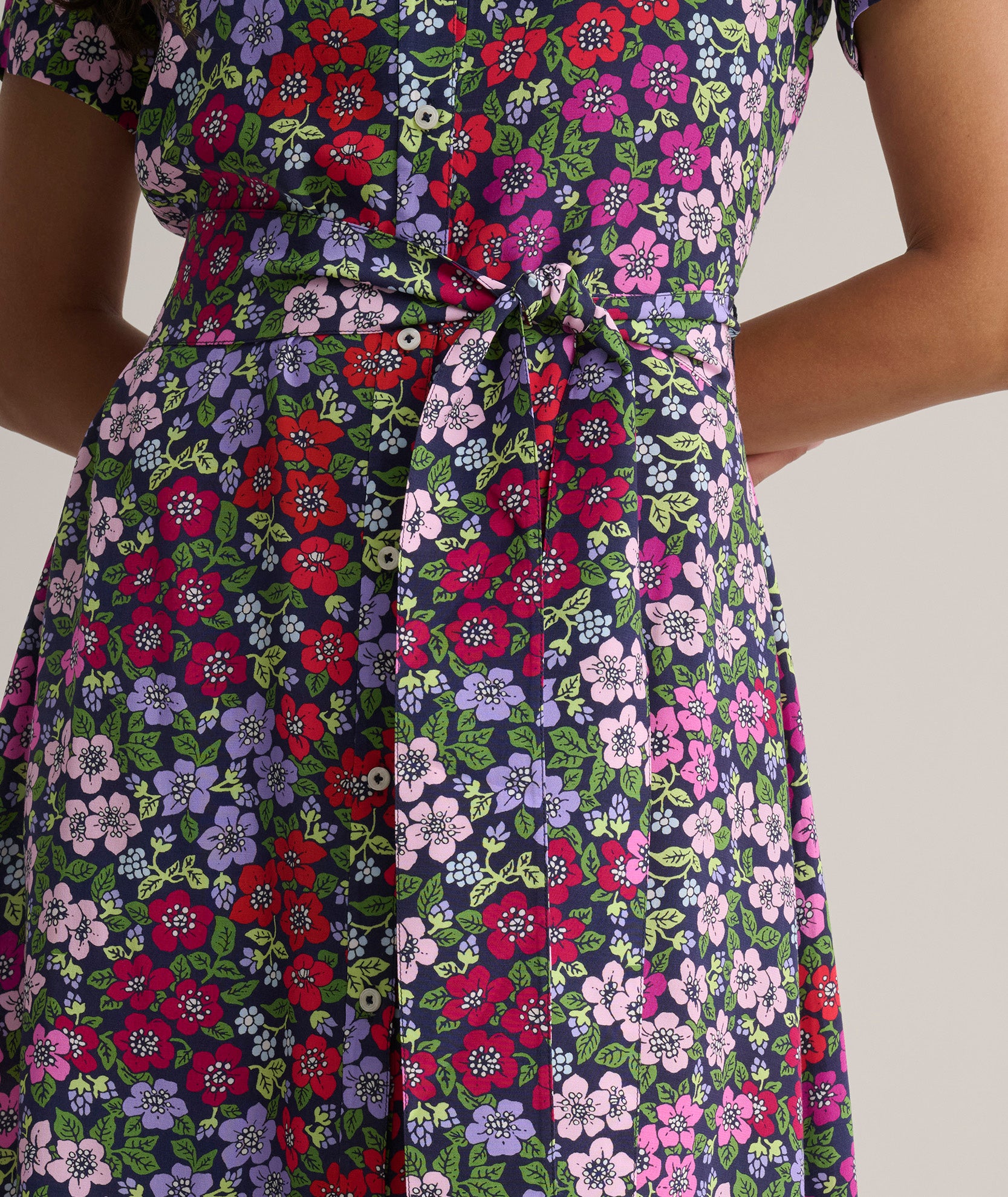 Short-Sleeve Floral Annette Shirt Dress