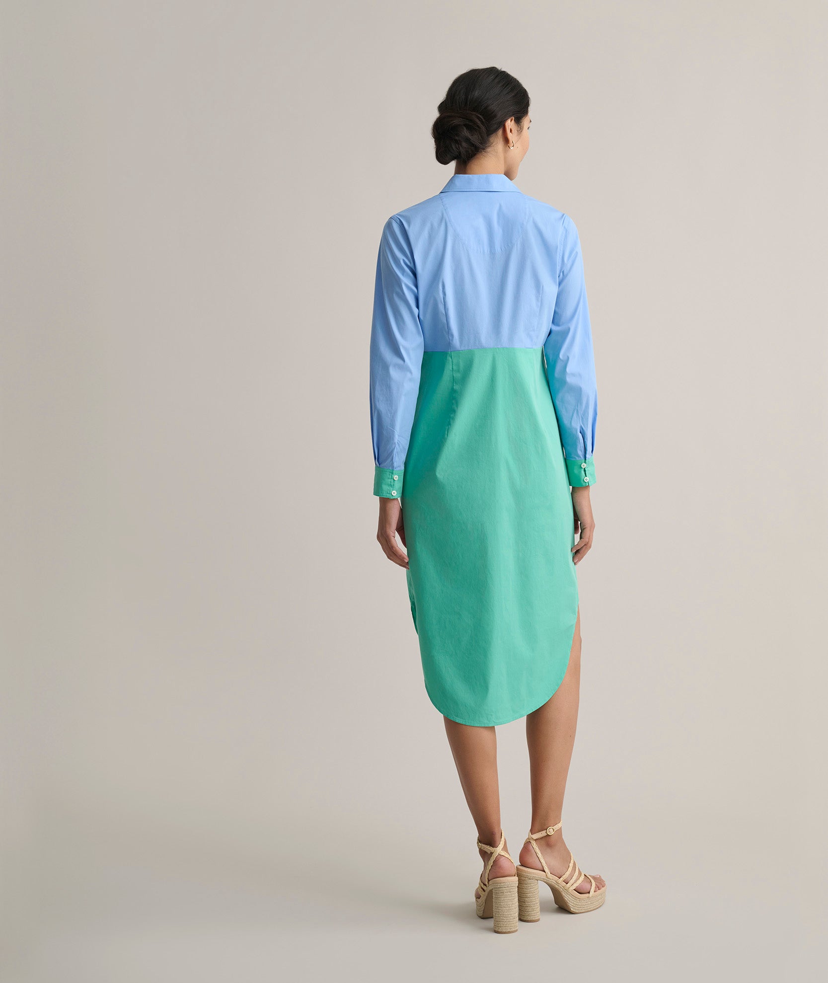 Stretch Cotton Colorblock Meryl Shirt Dress