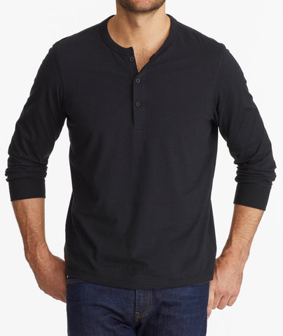 Essentials Men's Long-Sleeve Henley Shirt (charcoal heather