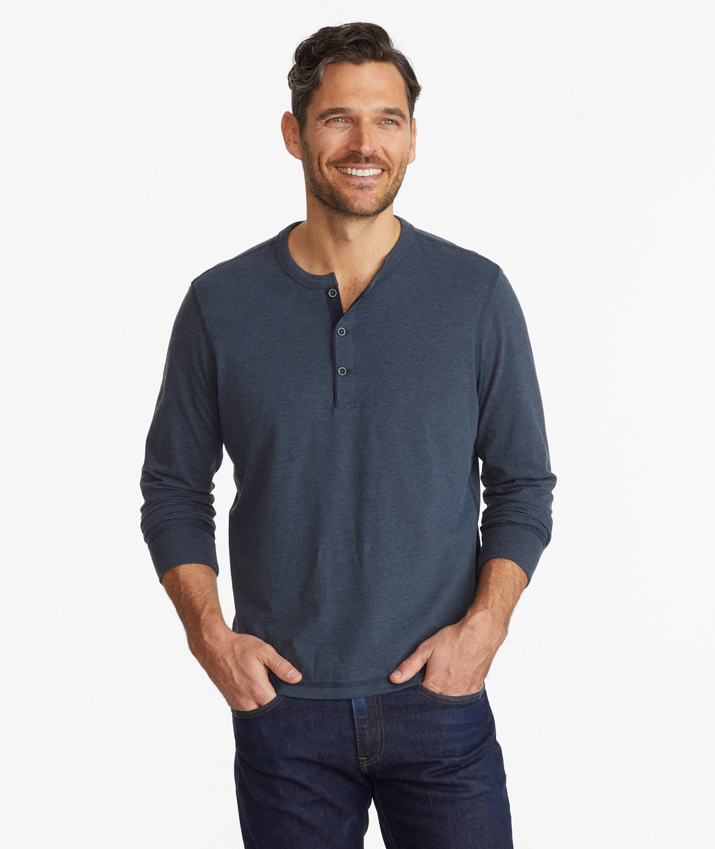 Core Temp Waffle-knit Henley T-shirt Long Sleeve Shirt Men's Gift for Him  Formal Casual Everyday Wear Perfect Gift Lightweight Warm Shirt 
