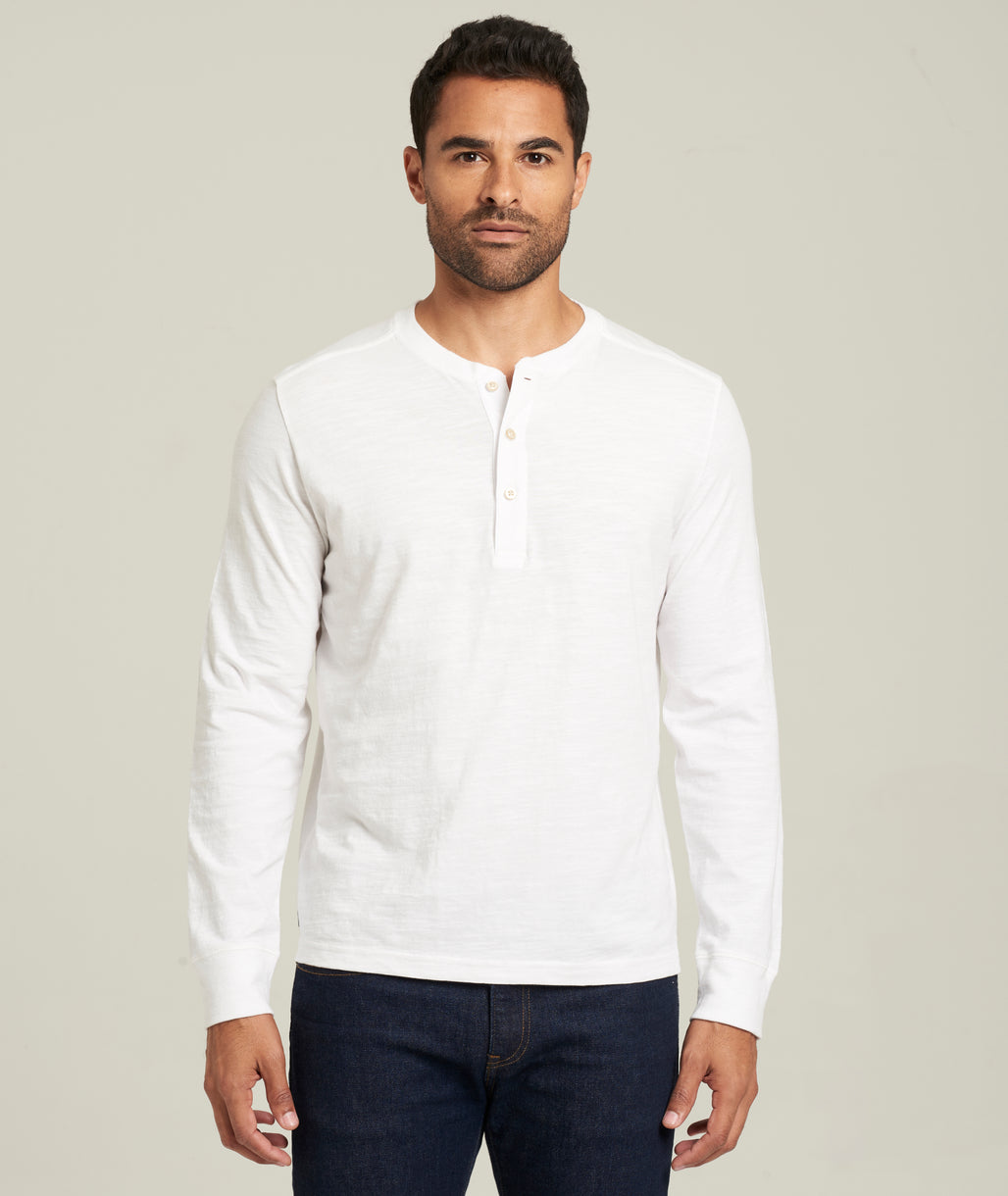 Alessandro White Long Sleeve Henley | UNTUCKit