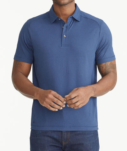 MENS BLUE CHESTER ALL OVER PRINT PIQUE POLO