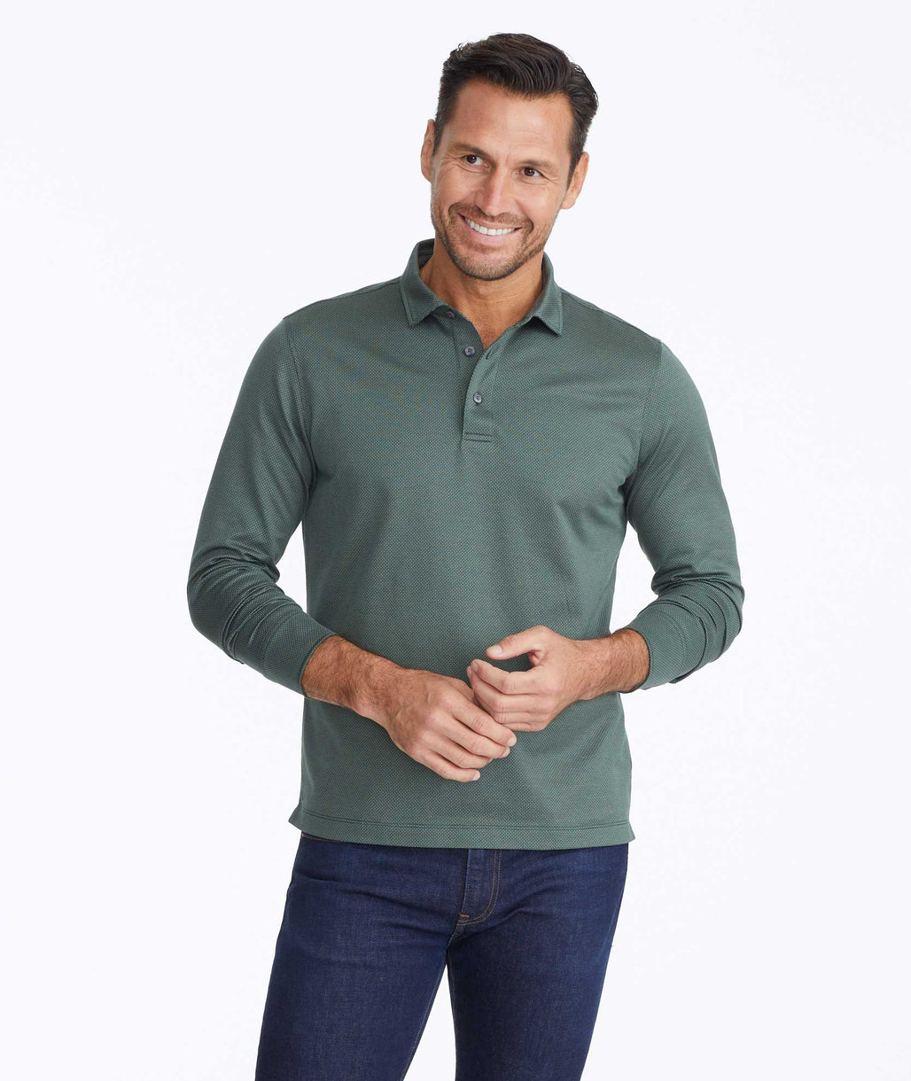 Wrinkle-Free Damaschino Birdseye Long-Sleeve Polo Green | UNTUCKit