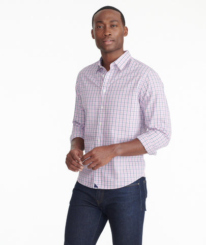 Wrinkle-Free Performance Apremont Shirt Gray Grounded Maroon Check