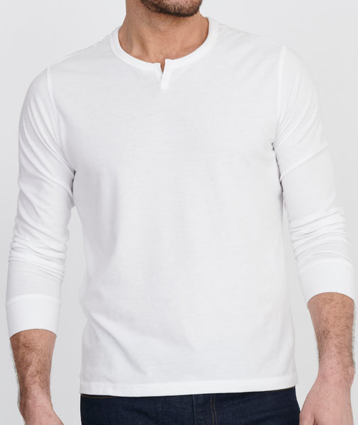 Gracia White Slit Neck Tee | UNTUCKit