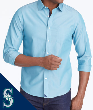 Mariners MLB Signature Series Shirt - Wrinkle Free | Solid Teal | Untuckit