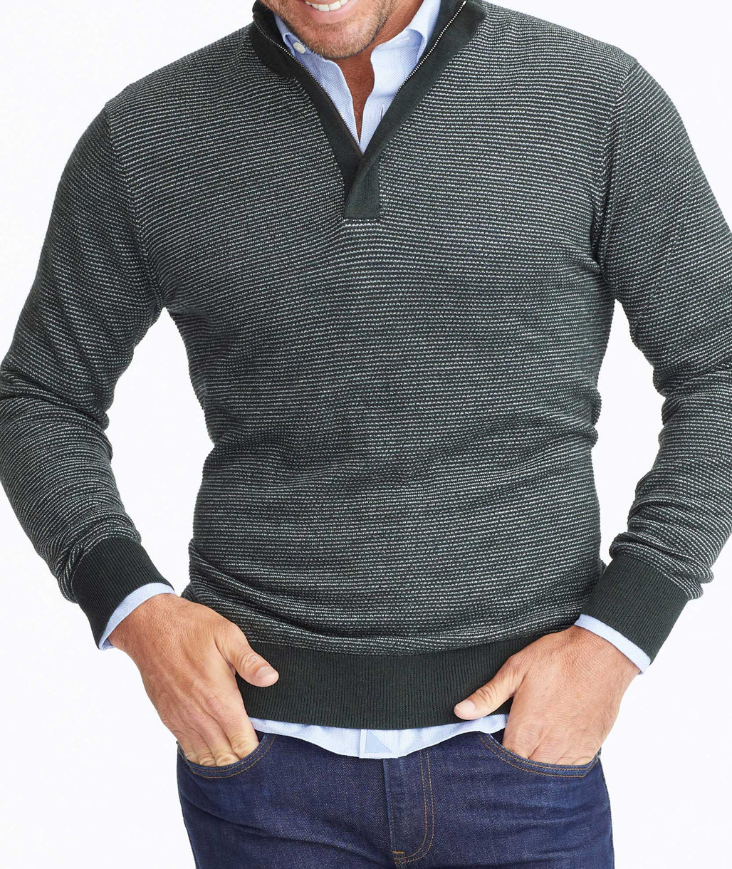 dress shirt with quarter zip sweater