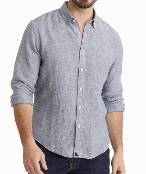 Wrinkle-Resistant Linen Strausse Shirt Gray and White Heathered Linen ...