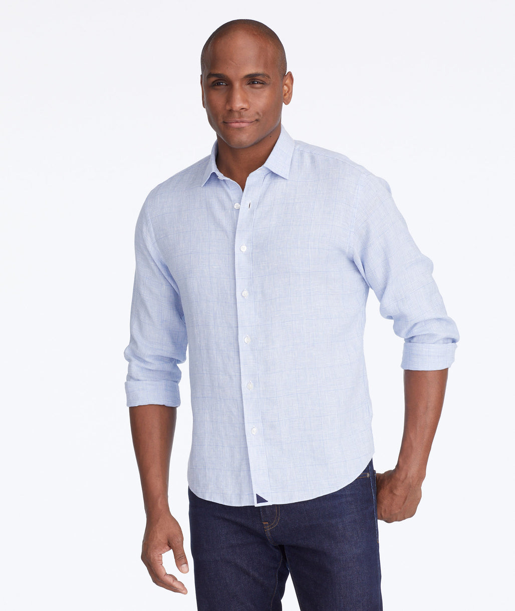 Wrinkle-Resistant Linen Torontel Shirt Blue & White Check | UNTUCKit