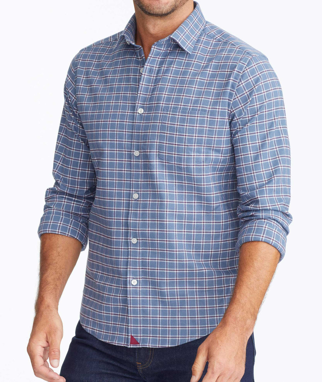 Wrinkle-Free Performance Flannel Woodson Shirt Blue & Red Check | UNTUCKit