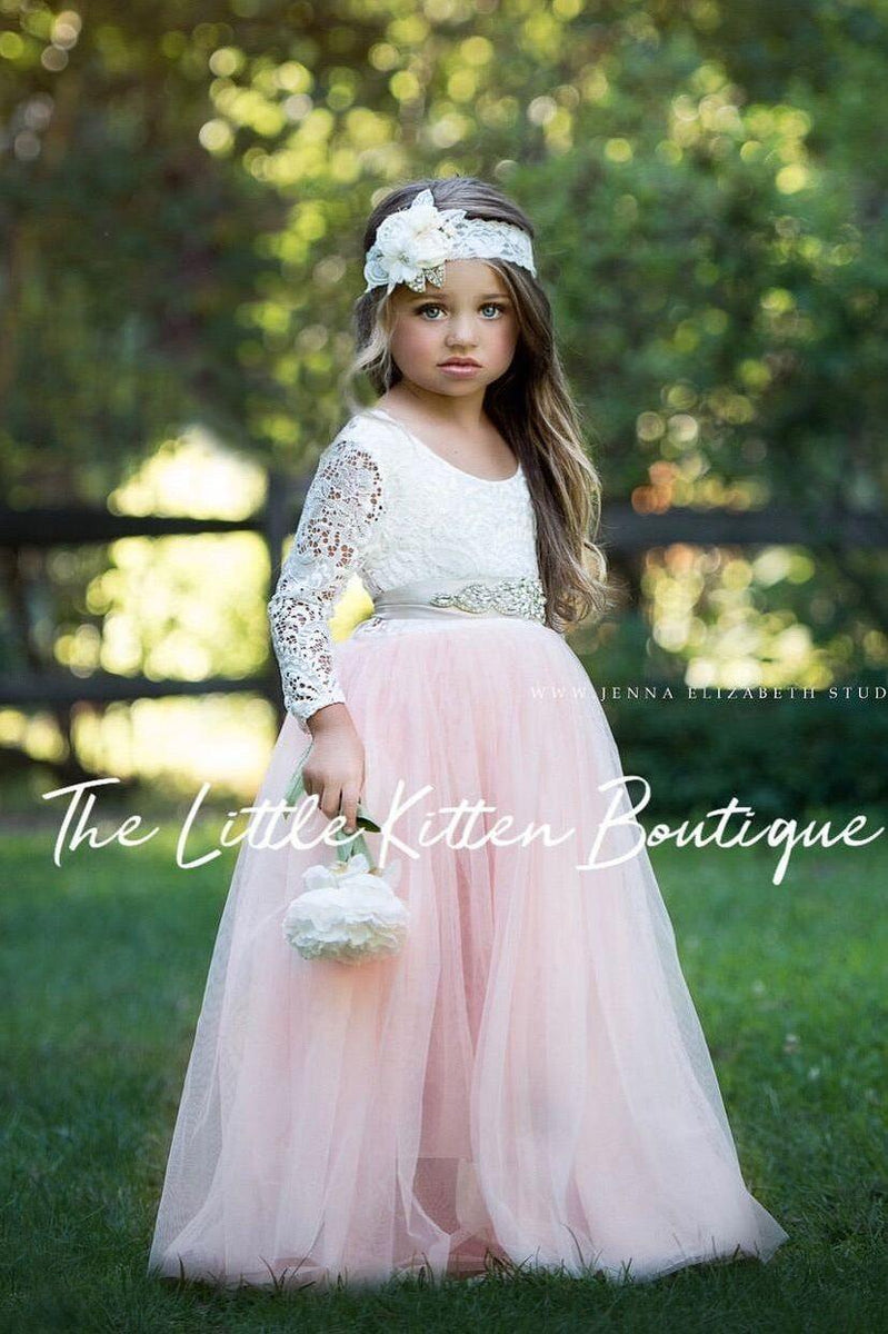 Special Occasion Lace and tulle flower girl dress – The Little Kitten ...