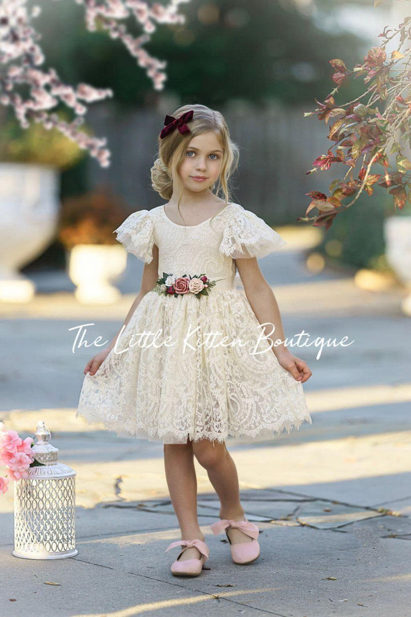 Flower Girl Dress / Special Occasion Dress for Girls, with Ruffle Slee ...