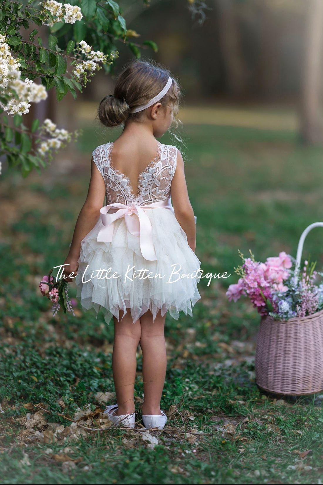 Dusty Blue, Layered flower girl dress / girls special occasion dress ...