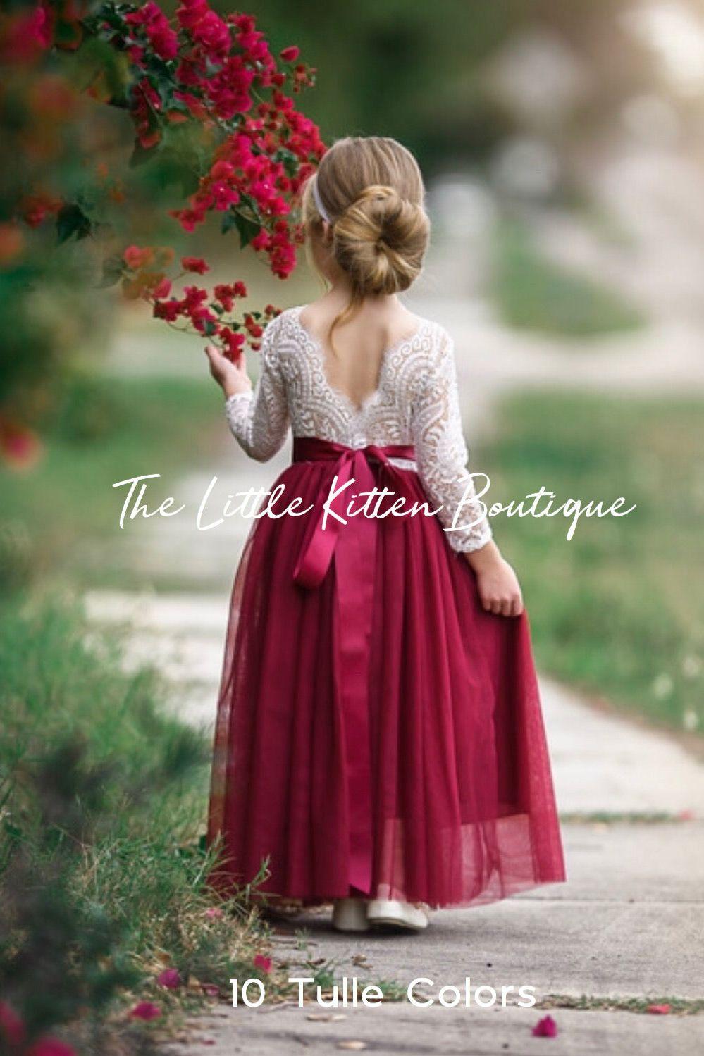 Special Occasion Lace and tulle flower girl dress – The Little Kitten ...