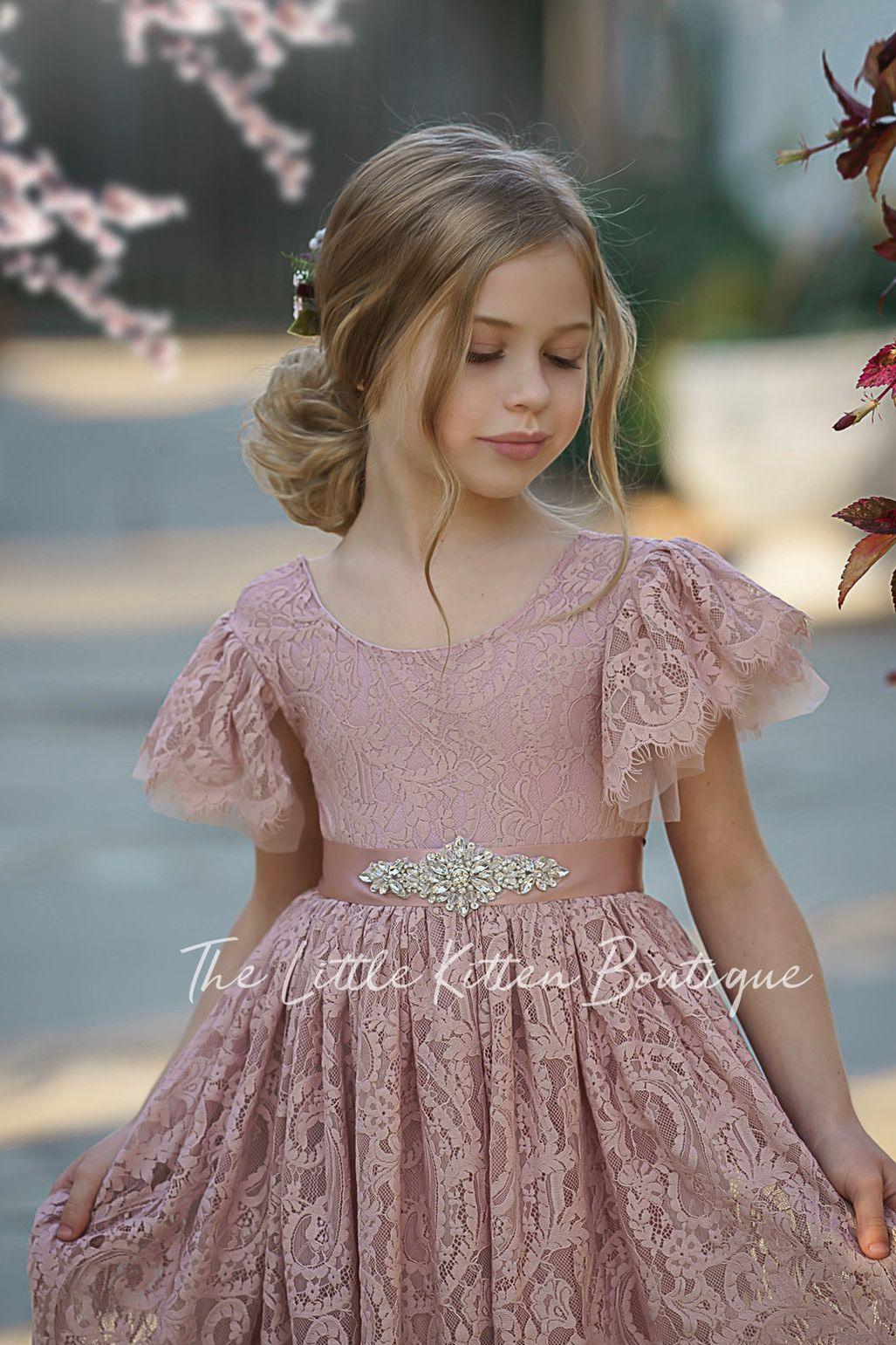 Flower Girl Dress / Special Occasion Dress for Girls, with Ruffle Slee ...