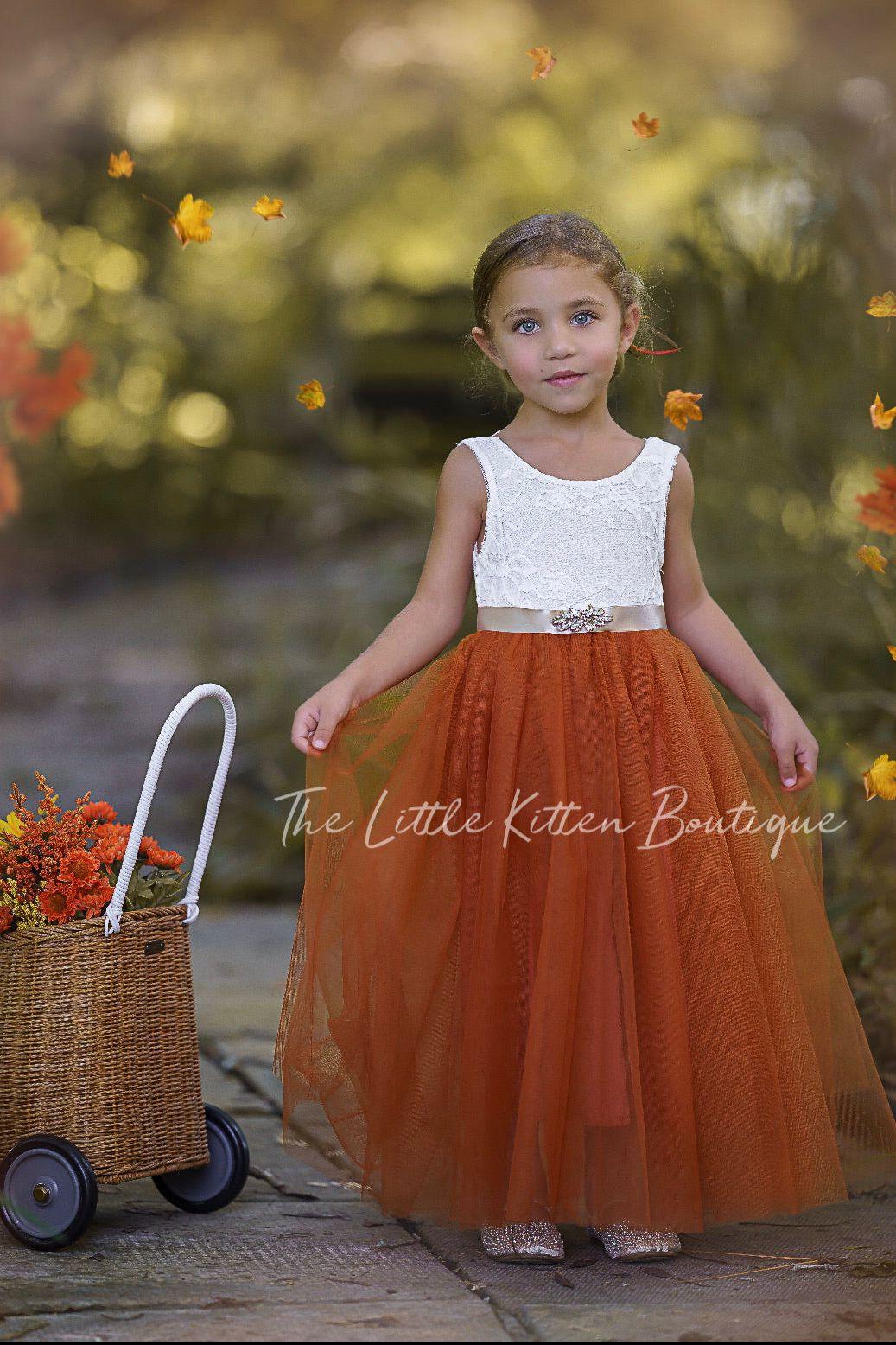 Fall Inspired Burnt Orange and Rust Flower Girl Dresses – The Little ...