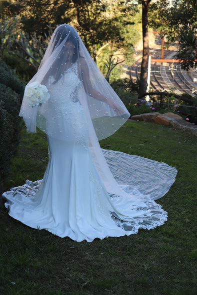 white cathedral wedding veil