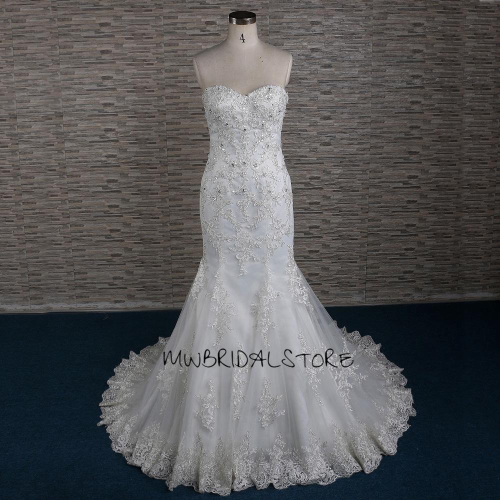 Glitter Lace Fit Flare Wedding Dress Sparkly Strapless Wedding Dress