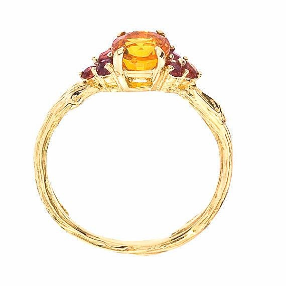 Sapphire Twig Ring in Sparkling Autumn Hues