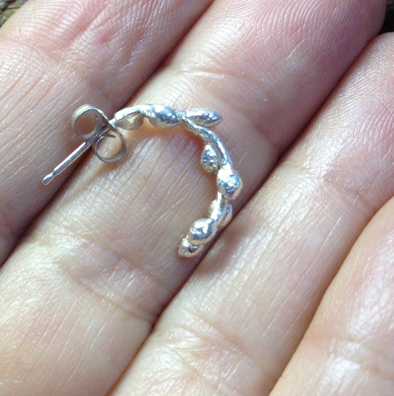 Fringe Tree Half Hoop Earrings in Sterling Silver