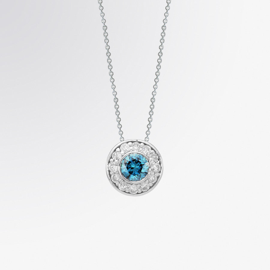 Fifth Bond | Blue Diamond and Diamond Halo Pendant