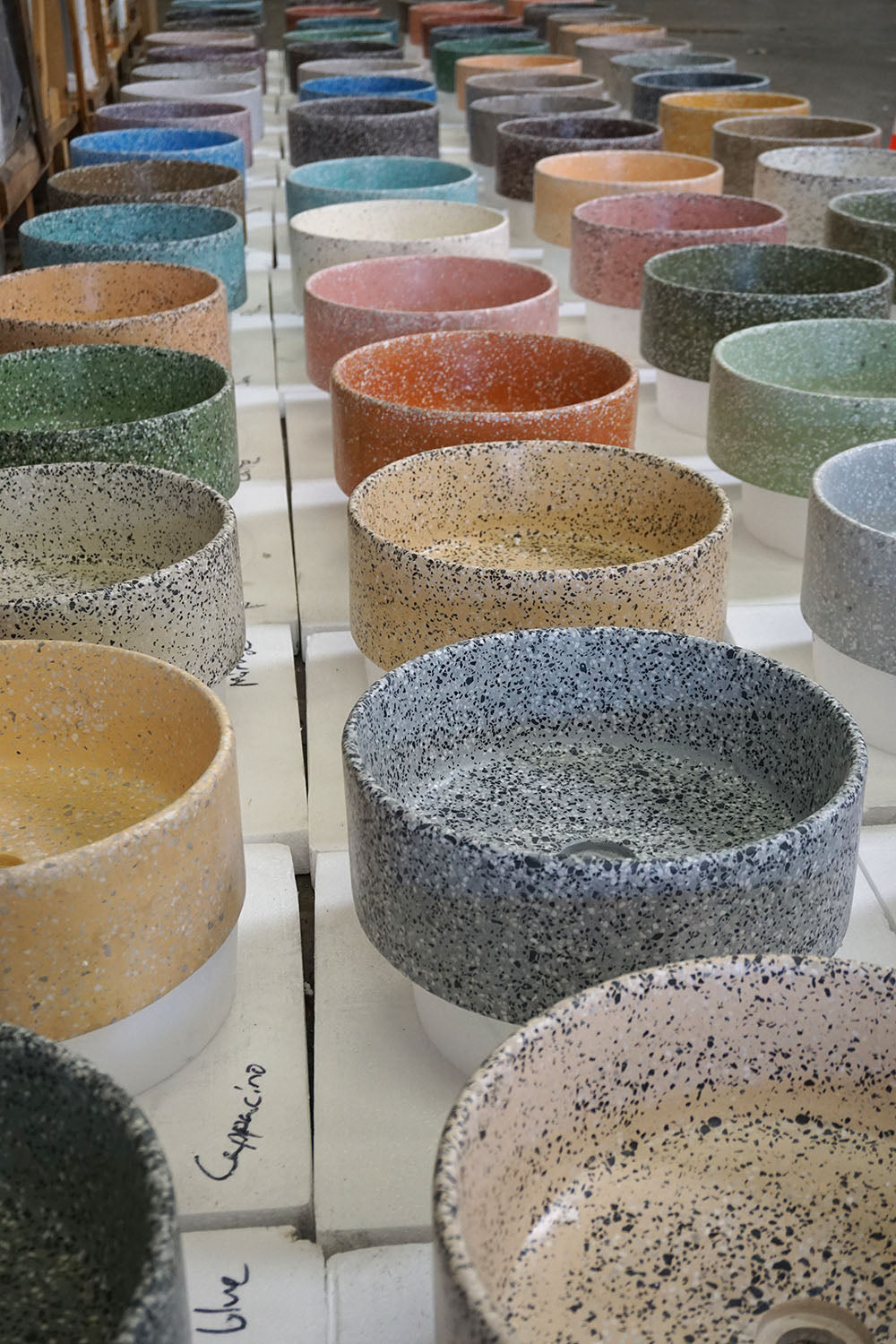 Concrete terrazzo sinks in lots of different colours