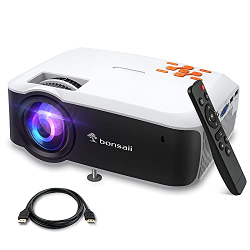 Home Movie Projector，Bonsaii HD Portable Cinema Projector with Hdmi Support 1080p and 4500 Lumen 180”Display，50000 Hours LED TV Mini Projector，Family Cinema Compatible with TV/DVD/USB/HDMI/SD/AV/VGA