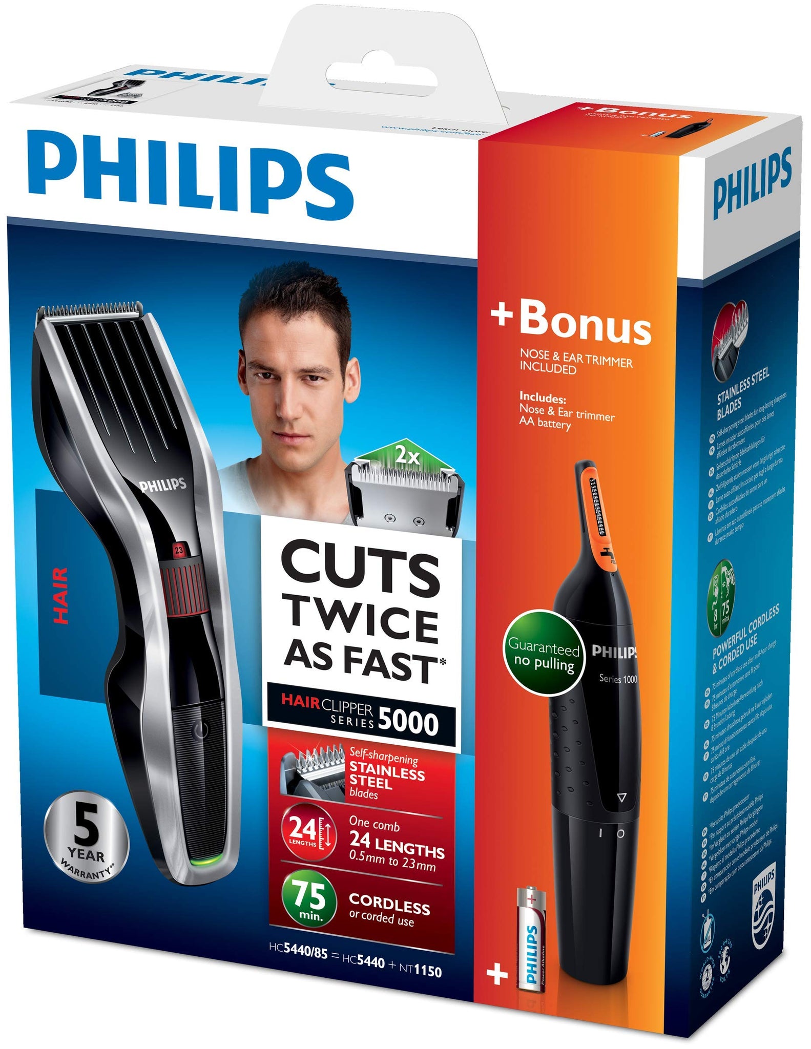 philips series 5000 hair clipper with titanium blades
