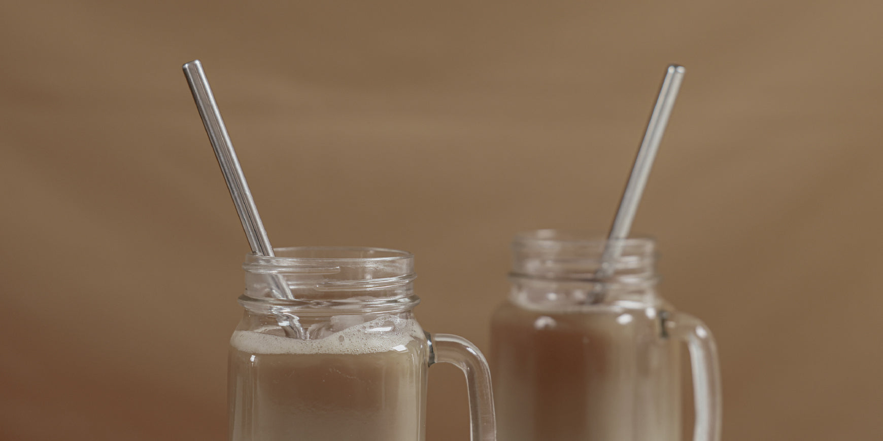 Glass jar drinks with straws