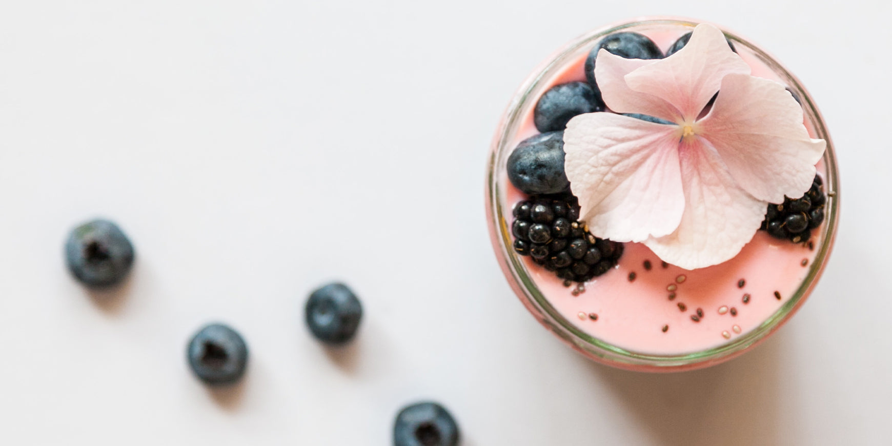 Pink smoothie with blackberries